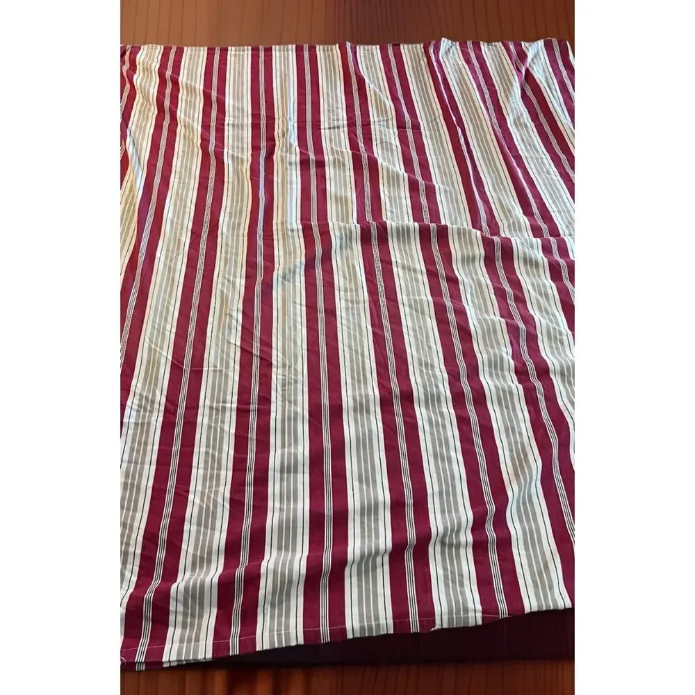 POTTERY BARN DUVET COVER Stripe French Nautical Red Ivory Tan 100% COTTON 78x86